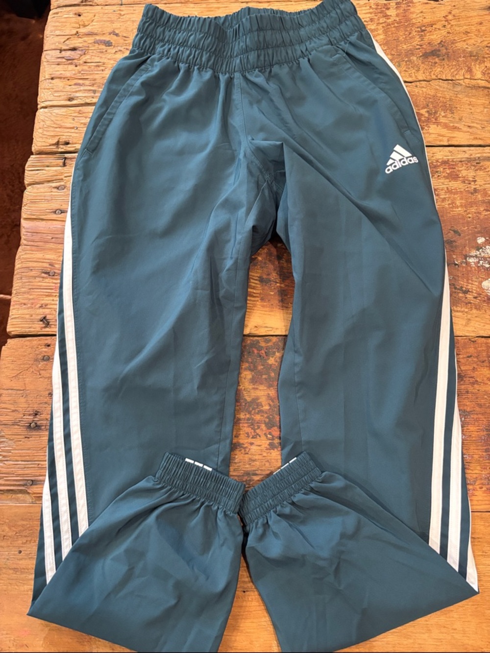adidas Teal Joggers with White Side Stripes